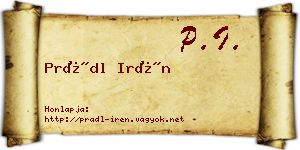 Prádl Irén névjegykártya